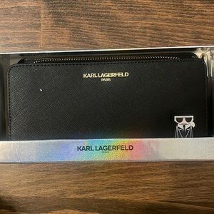 Karl Lagerfeld black, leather wallet, never used